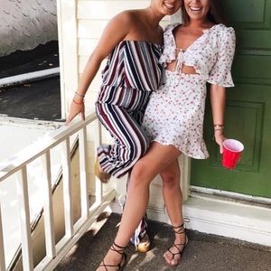 Floral dress with cut out tie